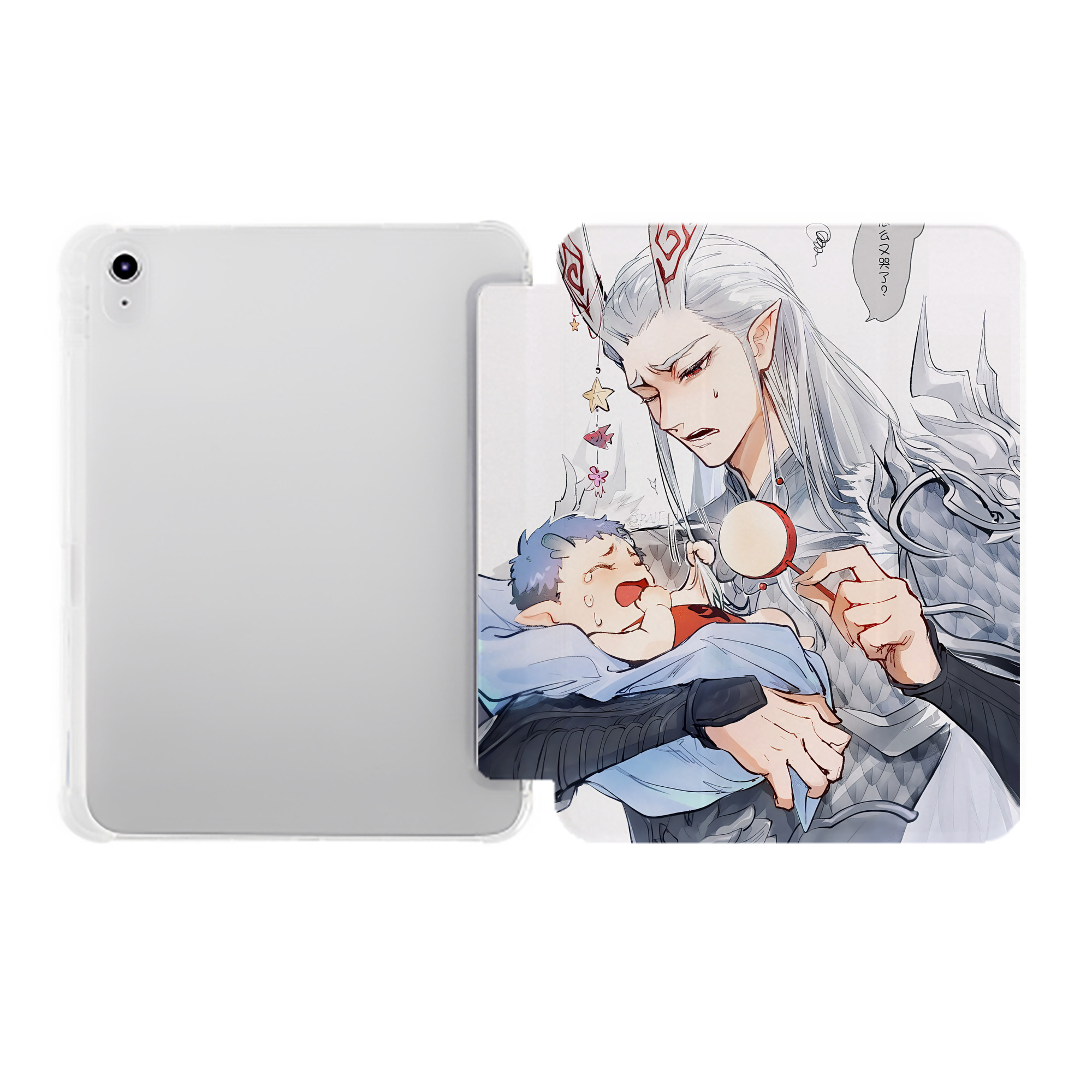 （画像用） Ne Zha 2 ナタ 魔童の大暴れ IPad ケース ペン収納付き 三つ折りスタンド PUレザー×シリコン 対応機種9.5/10.5/10.9インチ